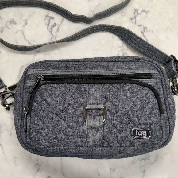 Lug carousel Heather Charcoal Quilted Crossbody Bag belt bag convertible RFID - Picture 1 of 14
